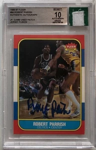 1986-87 Fleer Robert Parish 84 BGS 10 Auto Game Used Celtics Patch Jersey Fusion - Picture 1 of 1