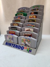 Nintendo 64 (N64) 18 Cartridge Display Stand (UV Printed Logo)