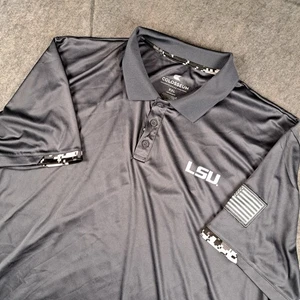 LSU Tigers Polo Shirt Men’s 2XL XXL Grey Digital Camo USA Military Colosseum - Picture 1 of 12