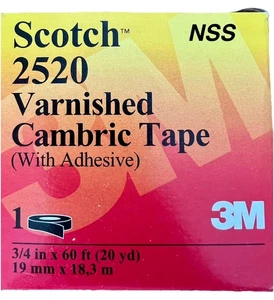 3M Scotch® Varnished Cambric Tape 2520, 3/4” inch x 60’ Feet with Adhesive New - Picture 1 of 1