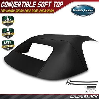 Black Convertible Soft Top for Honda S2000 2002 2003 2004-2009 with Glass Window - Image 1 of 4