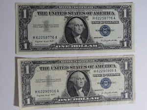 2 AU 1957A Silver Cert's H-A BLK beginning w/"H622" - Picture 1 of 4