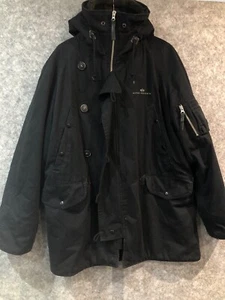 Alpha Industries Coat Large Black Mens Parka Jacket Fleece Casuals Terrace Mod - Picture 1 of 15