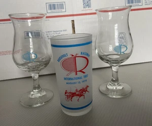 ROOSEVELT RACEWAY 1978 INTERNATIONAL TROT SOUVENIR TUMBLER & WINE GLASS LOT - Picture 1 of 11