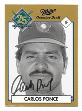 CARLOS PONCE 1994 25TH ANNIVERSARY MILLER BREWING AUTOGRAPHED SIGNED BREWERS