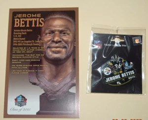 PRO FOOTBALL HALL, "Player Lapel Pin and 2015 Inductee Card," JEROME BETTIS, NEW - Picture 1 of 6