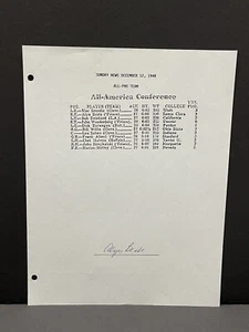 ALYN BEALS SIGNED PAPER SAN FRANCISCO 49ers 3x ALL PRO - Picture 1 of 2