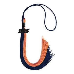Endea Graduation Navy Blue/Orange Tassel with Black Date Drop - Picture 1 of 17