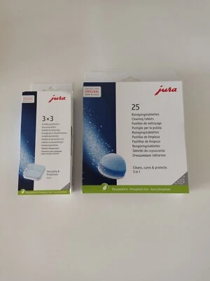 25 JURA Reinigungstabletten 25045 3 Phasen neu + 3 Entkalkungstabletten 61848