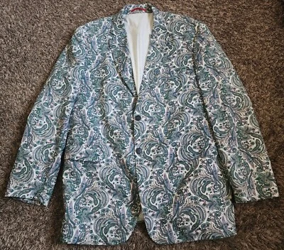 Chaqueta Blazer Alan River Verde Multicolor Algodón Cachemira Forrada 2 Botones L Foto 1 de 4