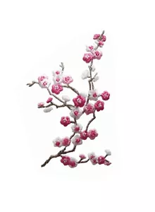 #5036 Quince Sakura Cherry Flower Embroidery Iron On Applique Patch -Right - Picture 1 of 1