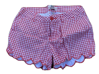 Pantalones Cortos BEBOP Mujer Rojo Salmón Blanco Cuadros Elastizados Talla 7 3.5" Entrepierna Vieira Foto 1 de 4