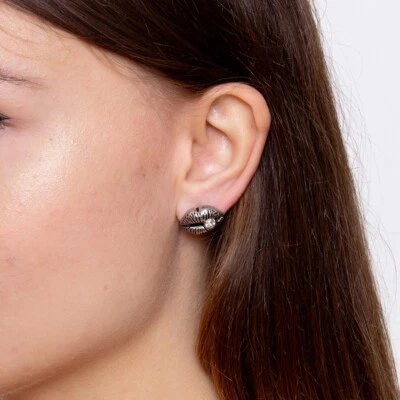 Brincos de lábios gelados de aço inoxidável com cristais Swarovski joias da Controse - Imagem 1 de 4