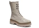 Marco Tozzi Cream Patent Chunky Ankle Boots Ladies Blogger Boots Size 3 4 5 6 7