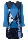 Tory Burch Lantilly Women's Dress Evening Blue Sequin Shift Tunic $795 Size 2