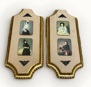 JARU Style Vintage Victorian Cameo Wall Hanging Plaques, 2 Set, velvet 12.5x5.5” - Picture 1 of 20
