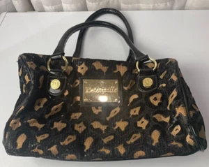 Betseyville Animal Print Sequined Purse Bag Black Gold Two Strap Mob Wife - Picture 1 of 16