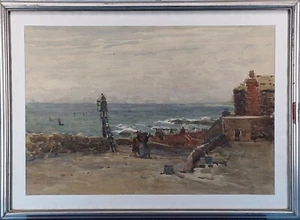 ROBERT WEIR ALLAN (1842-1952) Original Impressionist Watercolor Scottish Harbor - Picture 1 of 3