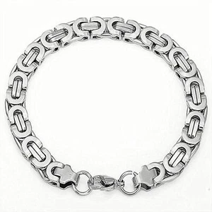 Men's Silver Bracelet Stainless 750er White Gold 18K Plated Watertight B2332 - Picture 1 of 4