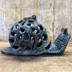6" Tall Cast Iron Snail Hanging Garden Tea Lantern Candle Holder Japanese 10" L - Picture 1 of 12