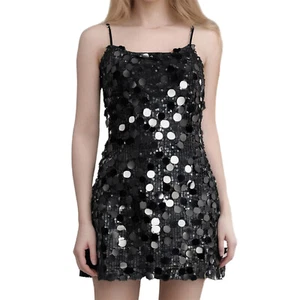 Women Clubwear Sleeveless Minidress Gown Dress Stage Short Sparkle Sequins Mini - Picture 1 of 75