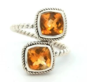 Video Samuel B Behnam BJC 925 Sterling Silver Natural Citrine Bypass Ring - Picture 1 of 3