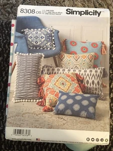 SIMPLICITY 8308 7 PILLOW PATTERNS - Picture 1 of 2