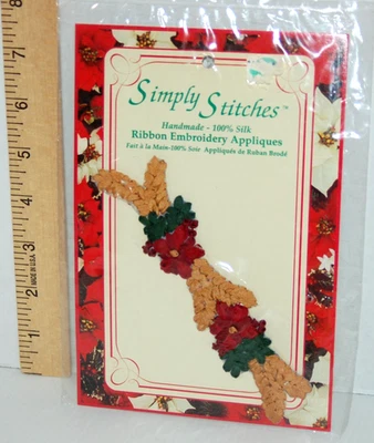 Simply Stitches 100% Ribbon Embroidery Applique 1995 Red Green Westwater Foto 1 de 4
