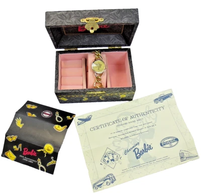 Reloj Barbie vintage fósil encantador con certificado de autenticidad joyero dijes insertos 1994 Foto 1 de 4