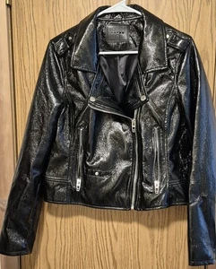 Blank NYC Patent Leather Cropped Moto Jacket,Size L - Picture 1 of 5