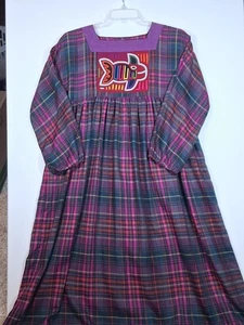 Vintage 1990 Crossroads MS San Antonio, TX kariertes Grandmacore Boho Fischkleid Large - Bild 1 von 4