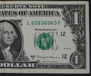 2017A $1 (ONE DOLLAR) - NOTE - FANCY SERIAL NUMBER - TRINARY - SUPER REPEATER - Picture 1 of 3