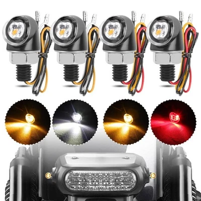 4X Mini LED Motorcycle Turn Signal Indicator Brake Light Blinker Lamp DRL Black - Image 1 of 4