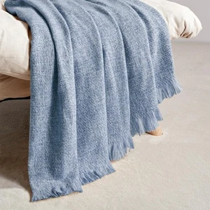 Coperta Finta Cashmere Frangia Lancio Decorativa Leggera Lancio Morbida Accogliente per... - Foto 1 di 6