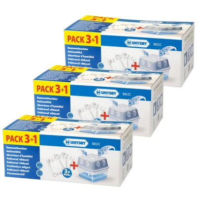 HUMYDRY® 3 x Feuchtigkeitsabsorber Basic je 1 x Gerät + 3 x Beutel - Luftentfeuchter
