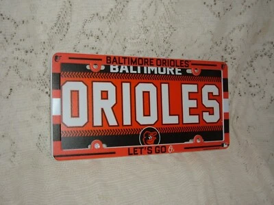 BALTIMORE ORIOLES  PLASTIC LICENSE PLATE AND LICENSE FRAME DEAL 6" X 12" NEW - Image 1 of 2