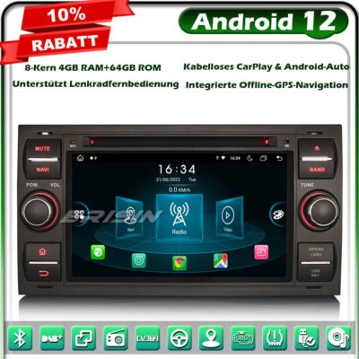 64GB Android 13 Autoradio GPS CarPlay DVD Ford Fiesta Kuga Transit Focus Galaxy - Bild 1 von 4