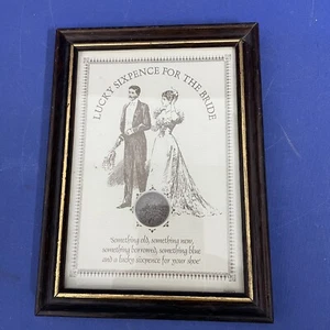 Lucky Sixpence For The Bride Framed Coin 1964 Wedding Gift - Picture 1 of 8