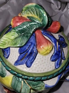 Fitz & Floyd Classic Florentine Fruits & Berries Teapot 6" Tall SEE Details - Picture 1 of 4