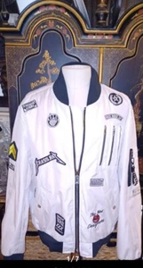 FLIGHT TIGERS: Designer White Patch Bomber Jacket(X-Large.) - Picture 1 of 7