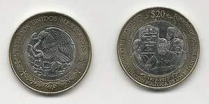 Mexico 20 Pesos Bimetallic Coin 2017 Centennial of Constitution KM 989 Uncircula - Picture 1 of 3