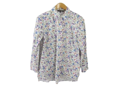 Camisa Chadwicks Mujer P M Petite Mediana Blanca Azul Púrpura Floral Algodón LS Foto 1 de 4