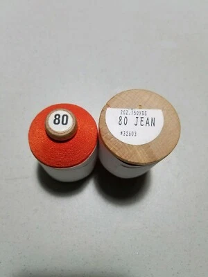 2 oz=750 jardas madeira (ou) 4 oz. Carretel de plástico/EUA/Nº80 JEAN THREAD núcleo e capa de poliéster - Imagem 1 de 2