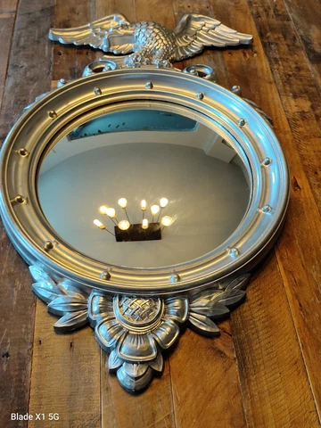 Large Vintage Syroco 4010 MCMLX Federal Eagle Convex Mirror 28”T x 18”W Cover
