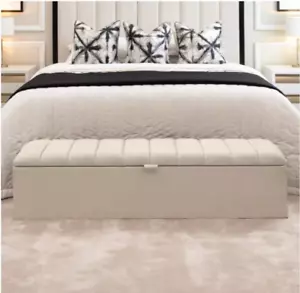 Luxury Large Ottoman Storage Blanket Box Upholstered Footstool - Picture 1 of 14