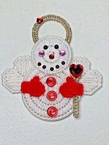 Handmade Beaded Jeweled Snowman Christmas Tree Ornament - Picture 1 of 3
