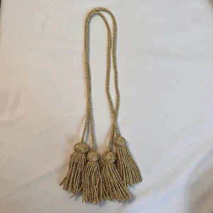 2PCS Curtain Tiebacks Gold Decorative Curtain Holdbacks 1/8" Rope with Tassel - Picture 1 of 3