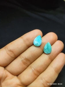 Larimar Faceted Pear 15x10 mm - Oceanic Blue for Unique Jewelry - Picture 1 of 7