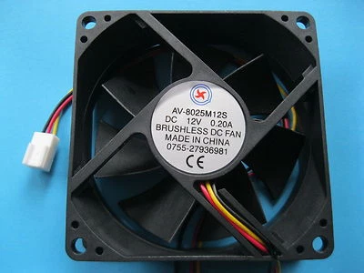 1 pcs Brushless DC Cooling Fan 12V 8025S 7 Blades 80x80x25mm 3pin Sleeve Bearing - Image 1 of 2