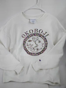 University Of Okoboji Champion Crewneck Sweatshirt Floral White Women's Size L - Picture 1 of 7